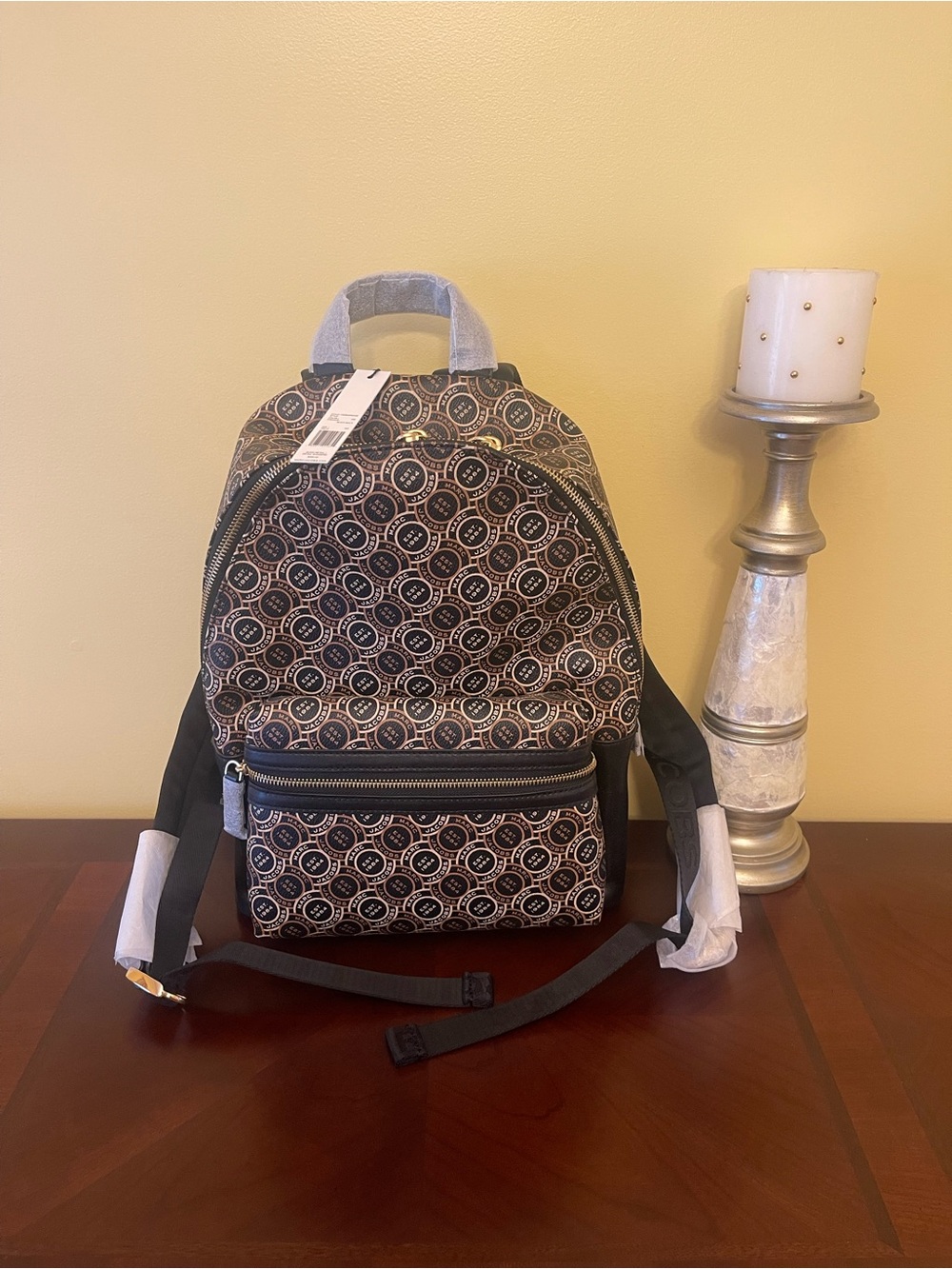 NEW Marc Jacobs medium black/tan Patterned Backpack - Versatile Everyday Bag